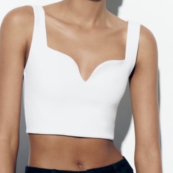 Zara Tops - Zara NWT | White Sweetheart Neckline Crop Top | Size Large